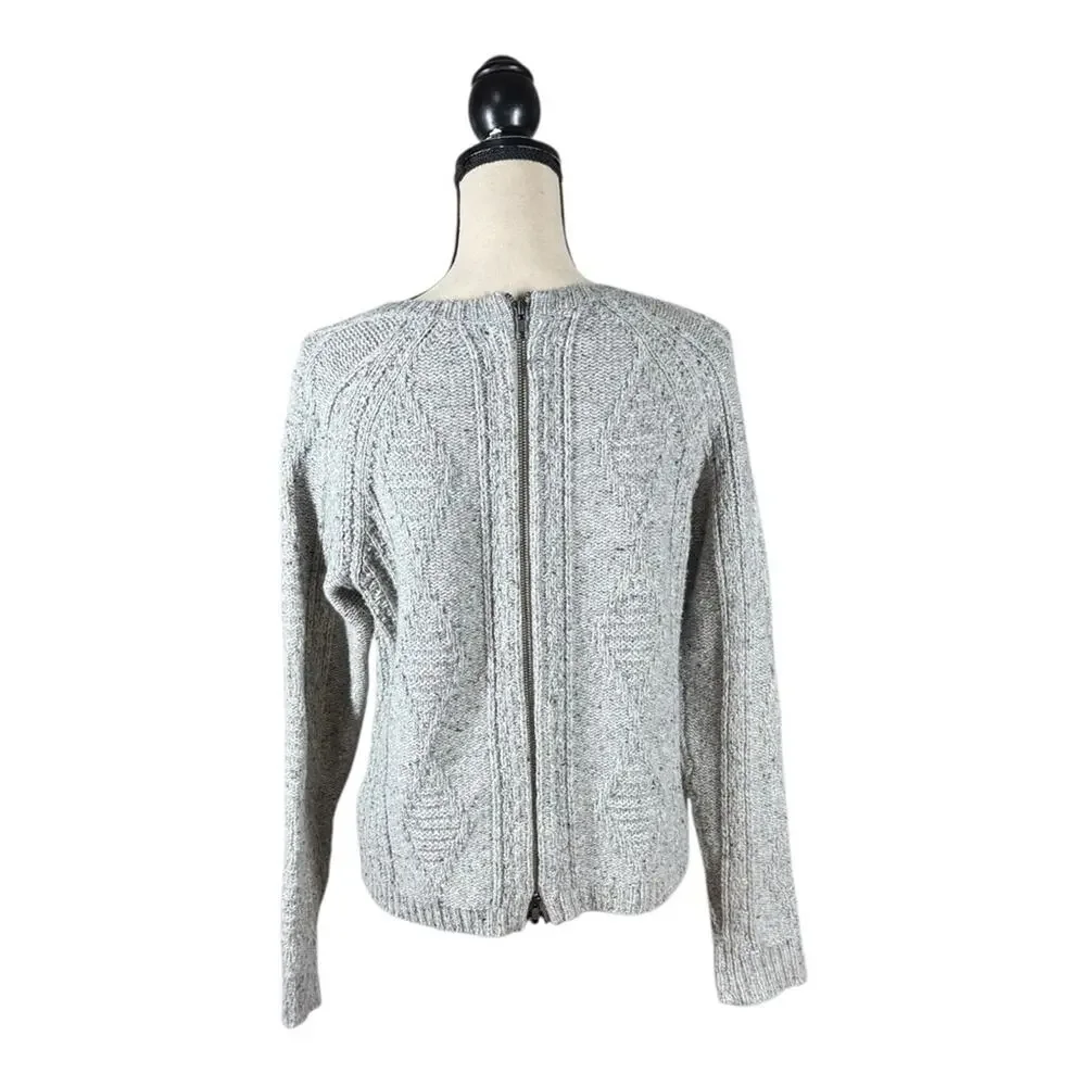 Madewell Palisade Zipper Back Merino Wool Cozy Cable Knit Sweater